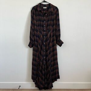 Natural Life Hailee Plaid Button-Front Maxi Dress XL